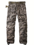 Mens Camo Cargo Pants - Stylish & Durable with Multi-Flap Pockets - Loose Fit Outdoor Work Pants for Hiphop Streetwear