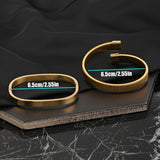 2pcs Set: Sleek Golden-Plated Stainless Steel Bracelets for Men - Wide, Simple Design with Hip-Hop Flair