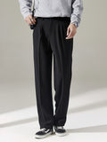 Stylish Wide Leg Dress Pants for Men - Double-Pleated, Loose Fit, Comfortable, Versatile, and Fashionable Trousers for Spring and Fall Seasons