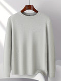 Classic Men's Solid Color Cotton Sweater - Round Neck, Regular Fit, Knit Fabric, Perfect for Everyday Wear and Commuting in Autumn