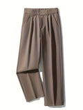 Summer Office Daily Wear Loose Fit Wide Leg Dress Trousers - Casual, Solid, Fluid, Comfortable, Fashionable Pants for Men