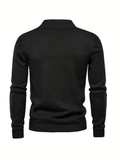 Men'S Fall/Winter Casual Knit Pullover Sweater, Solid Color, Long Sleeve, Slight Stretch, Regular Fit with High Neck Collar