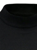 Men'S Fall/Winter Casual Knit Pullover Sweater, Solid Color, Long Sleeve, Slight Stretch, Regular Fit with High Neck Collar