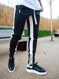 Trendy Patchwork Jogger Pants - Moisture Wicking, Lightweight, Slightly Stretchy, Zipper Pockets, Chain Decoration - Perfect for Sports, Weekend Casual, Daily Wear in Spring and Fall