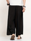 Regular Loose Fit Wide Leg Culottes - Comfortable Non-Stretch Polyester Pants for Men - Perfect for Spring and Fall Casual Wear