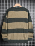 Men's Trendy Striped Knit Pullover: Warm, Cozy Crew Neck Sweater in Comfort-Fit Polyester - Easy Care