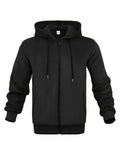 Men's Stylish Fleece-Lined Zip-Up Hoodie With Pockets, Breathable Comfy Hooded Coat For Spring And Autumn