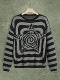 Ilooove Y2K Women's Sweater Clothing Vintage Knitted Wool Sweater Jumper Round Neck Stripe High Neck Round Neck Long Sleeve Clothing Top