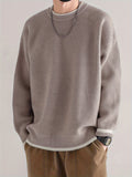 Two-piece Men's Fake Color Block Knitted Crew Neck Casual Long Sleeve Pullover Sweater for Fall Winter