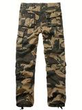 Camouflage Pattern Cotton Tactical Pants, Multi Pocket Cargo Pants