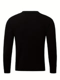 Chic Knit Shirt, Men's Casual Stylish Lapel Middle Stretch V-Neck Pullover Sweater For Winter Autumn