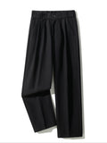 Summer Office Daily Wear Loose Fit Wide Leg Dress Trousers - Casual, Solid, Fluid, Comfortable, Fashionable Pants for Men