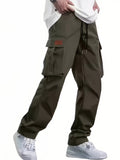 Men's Premium Solid Color Drawstring Cargo Pants - Multiple Pockets, Breathable, Comfortable, Versatile, All-Season Outdoor, Leisure, Work, and Travel Essential - Durable, Easy Care, and Stylish