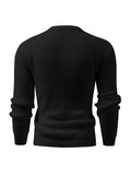 Men's Stylish Solid Color Cable Knit Sweater - High Stretch, Round Neck Pullover for All Seasons