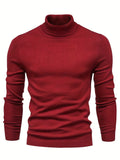 Fall Mens Outfits All Match Knitted Sweater, Men's Casual Warm Slightly Stretch Lapel Neck Pullover Sweater For Men Fall Winter