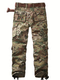 Mens Camouflage Cargo Pants - Stylish Pockets, Relaxed Loose Fit, Durable Outdoor Work Pants for Casual Hiking Adventures