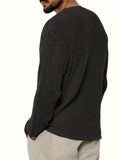 Plus Size Men's V-Neck Sweater - Cozy Knit Pullover for Spring & Fall, Stylish Casual Wear for Outdoor Comfort & Easy Layering