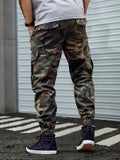 Mens Loose Fit Camo Cargo Pants - Multiple Flap Pockets, Slight Stretch Fabric, Versatile for Street Wear and Outdoor Activities - Hand Wash or Professional Dry Clean, Perfect for Weekend Casual in Spring and Fall