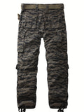 Trendy Mens Tiger Camo Cargo Pants - Bold Print, Multiple Pockets, Loose Fit, Durable Cotton Blend, Perfect for Outdoor Adventures & Street Style