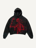 Ilooove New Street Trend Y2K Skull Gothic Punk Fashion Zipper Lazy Zipper Hoodie