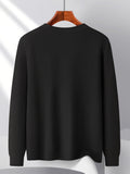 Classic Men's Solid Color Cotton Sweater - Round Neck, Regular Fit, Knit Fabric, Perfect for Everyday Wear and Commuting in Autumn