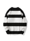 Men's Trendy Striped Knit Pullover: Warm, Cozy Crew Neck Sweater in Comfort-Fit Polyester - Easy Care