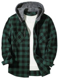 Men's Casual Hooded Plaid Shirt, Long Sleeve Button Up Clothing, Fashion Outerwear