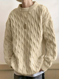 Plus Size Men's Crew Neck Sweater - Winter Comfort Stretch, Casual Knit Top for Big & Tall