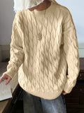 Plus Size Men's Crew Neck Sweater - Winter Comfort Stretch, Casual Knit Top for Big & Tall