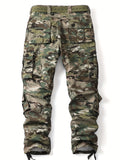 Mens Cotton Blend Camo Cargo Pants - Stylish Flap Pockets, Loose Fit, Ideal for Outdoor Hiking, Fishing & Angling, Comfortable Casual Wear