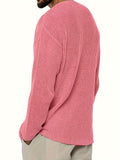 Plus Size Men's V-Neck Sweater - Cozy Knit Pullover for Spring & Fall, Stylish Casual Wear for Outdoor Comfort & Easy Layering