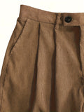 Men's Casual Wide-Leg Dress Pants - Solid Color, Polyester, Machine Washable - Perfect for All Seasons