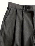 Men's Casual Wide-Leg Dress Pants - Solid Color, Polyester, Machine Washable - Perfect for All Seasons