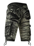 Mens Camo Cargo Shorts - Comfortable Cotton, Breathable & Quick-Dry - Embroidered, Loose Fit with Multipurpose Flap Pockets - Ideal for Hiking, Fishing & Outdoor Adventures