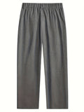 Men's Casual Wide-Leg Dress Pants - Solid Color, Polyester, Machine Washable - Perfect for All Seasons