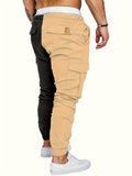 Drawstring Sweatpants With Flap Pocket Loose Fit Cargo Pants Men's Casual Slightly Stretch Joggers For Spring Autumn