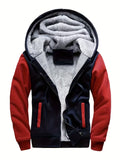 Warm Fleece Hooded Jacket, Men's Casual Stretch Zip Up Jacket Coat For Fall