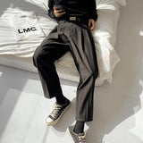 Black Ankle-length Casual Pants Mens Clothing Solid All-match Fashion Harajuku Streetwear Loose Chic Straight Mid-waist Daily