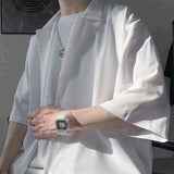 Ilooove Half Sleeve Shirts Men Solid Color Loose Oversize S-3XL Harajuku All-match Simple Summer Draped High Quality Korean Style Casual