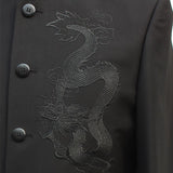 Dragon Embroidery Men Chinese Style Tunic Suit Jacket Mandarin Stand Collar New  Kung Fu Uniform Coat Single Breasted Black