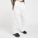 Hip Hop Retro Draped Straight White Black Mens Pants Loose Pleated Oversize Casual Trousers Harajuku Baggy Track Pants