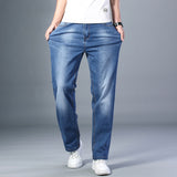 6 Colors Spring Summer Men's Thin Straight-leg Loose Jeans Classic Style  Advanced Stretch Baggy Pants Male Plus Size 40 42 44