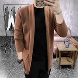 Sweater male Cardigan Men Fashion Autumn Slim Fit Knitted Sweater Casual Men Big Pocket V Neck Long Sweaters 5 Colors 3XL-M