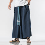 Men Wide Leg Pants Mens Cotton Joggers Retro Loose Trousers Man Chinese Style Linen Pants Male Big Crotch Nepal Robe Pants