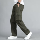 Summer Men&#39;s Khaki Pants Plus Size Straight Fit Big Sizes 5XL Side Pockets Wide Leg Cotton Black Cargo Pants Work Trousers Male