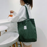 Corduroy Totes Bags for Women Shoulder Bag Female Soft Environmental Storage Reusable Girls Handbag Small and Large Shopper Tote