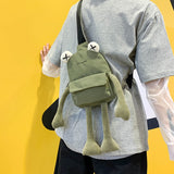 Personality Girl Small Bag Cartoon Cute Frog Bag Casual Messenger Bag Chest Bag Unisex Shoulder Crossbody Bag Nylon Women Bag