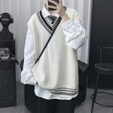 Oversize Sweater Vests Men Patchwork Preppy Style Couple Soft Knitwear Leisure Hipster Unisex Homme Sleeveless Jumpers All-match