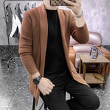 Sweater male Cardigan Men Fashion Autumn Slim Fit Knitted Sweater Casual Men Big Pocket V Neck Long Sweaters 5 Colors 3XL-M