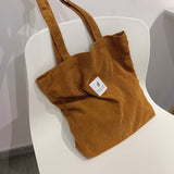 Corduroy Totes Bags for Women Shoulder Bag Female Soft Environmental Storage Reusable Girls Handbag Small and Large Shopper Tote